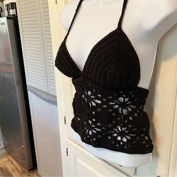 For @floridagurl337 Hand Crafted Halter Crochet Off the Shoulder Crop Top Boho - Picture 4 of 8
